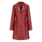 Long Leather Trench Coat Fashionable Outerwear For Women