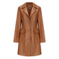 Long Leather Trench Coat Fashionable Outerwear For Women