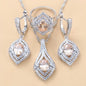 Gem-inlaid Pendant Earrings Necklace Ring Ladies Three-piece Set