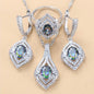 Gem-inlaid Pendant Earrings Necklace Ring Ladies Three-piece Set