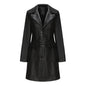 Long Leather Trench Coat Fashionable Outerwear For Women