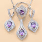 Gem-inlaid Pendant Earrings Necklace Ring Ladies Three-piece Set