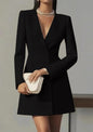 Solid-color V-neck Suit-style French Dress For Women