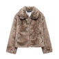 Meifeng Womens Fashion Vintage Preppy-style Mid-century Warm Faux Fur Jacket For Women